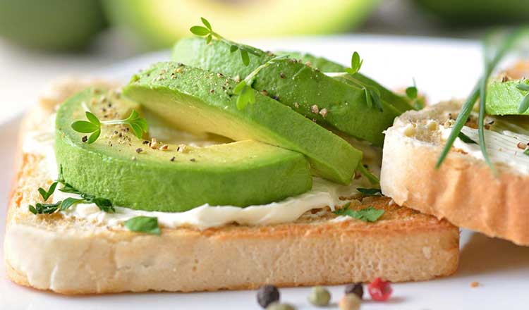 toast with avocado and cream cheese